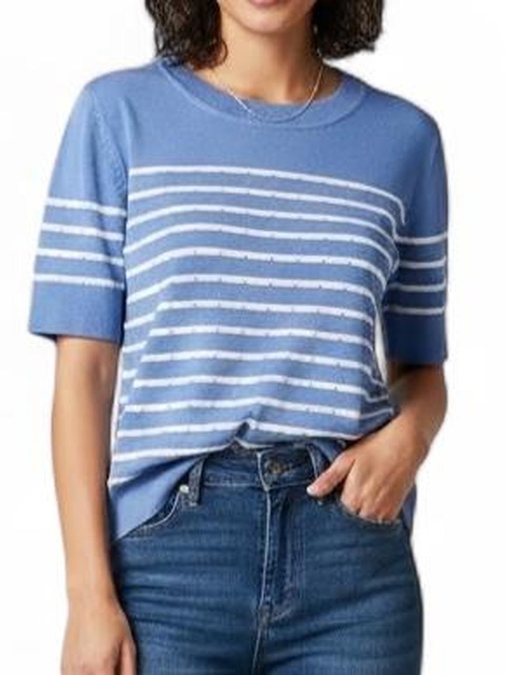 Women's Michael Kors Blue Striped Knit Tee Small